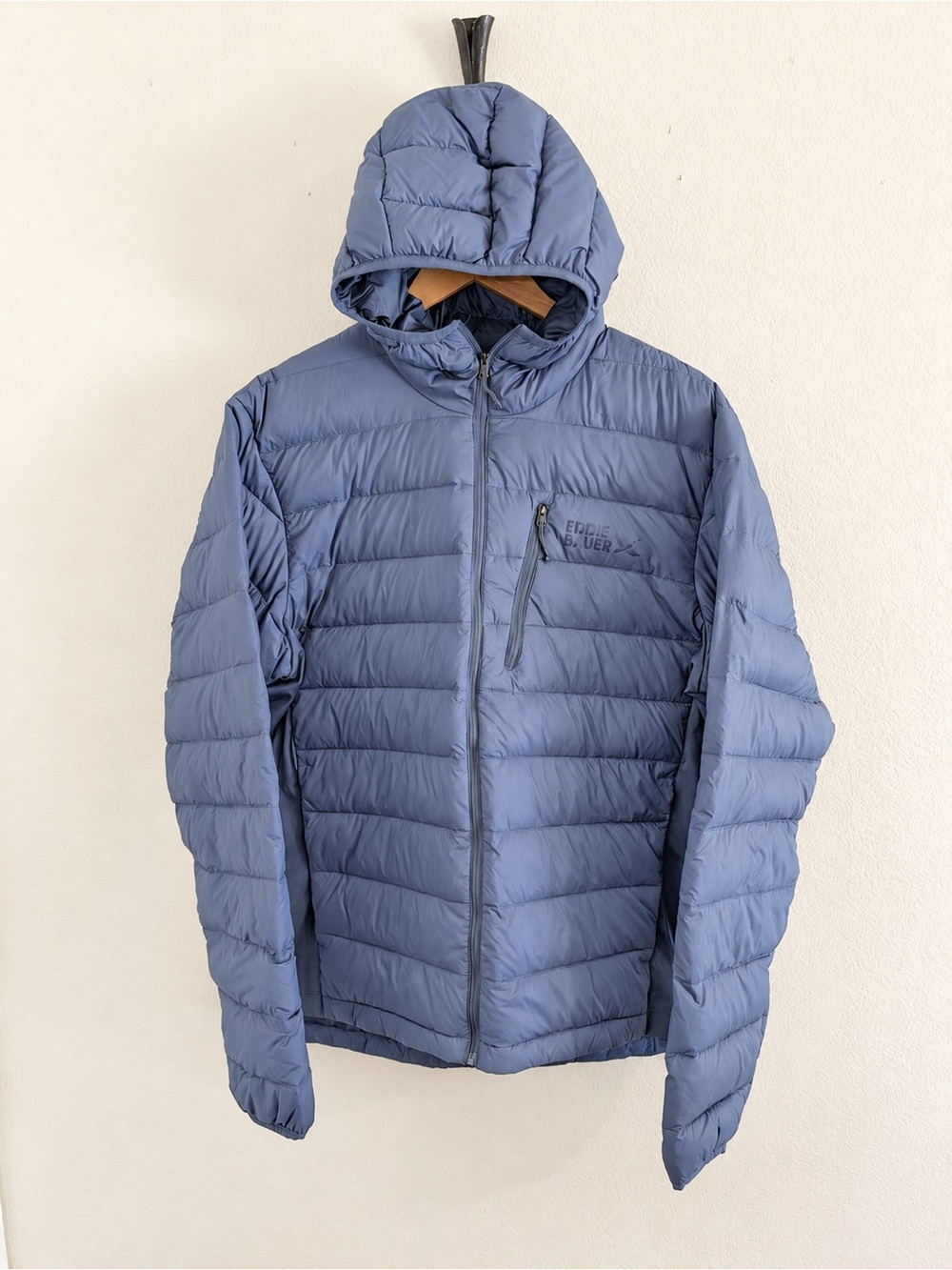Eddie Bauer 550-fill Down Puffer Stretch Side Panel Jacket Mens size L
